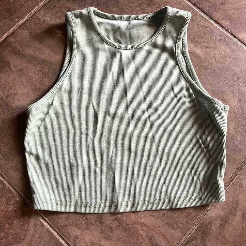 Sage Green Ribbed Tank Top